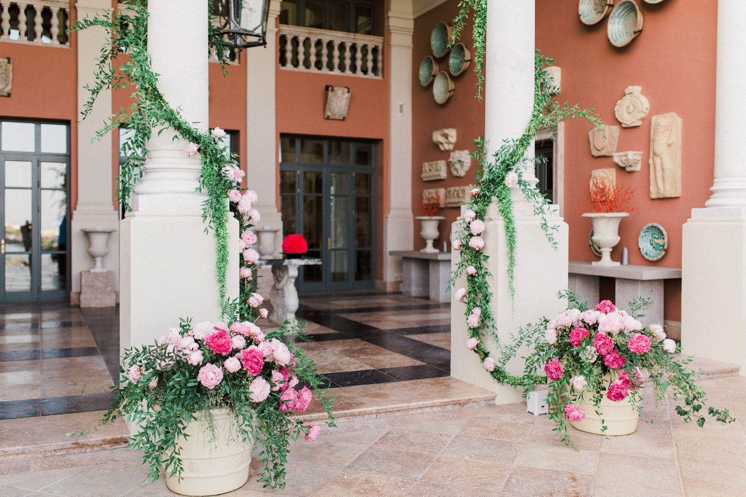 flower pots entrance hotel wedding Anantara Villa Padierna