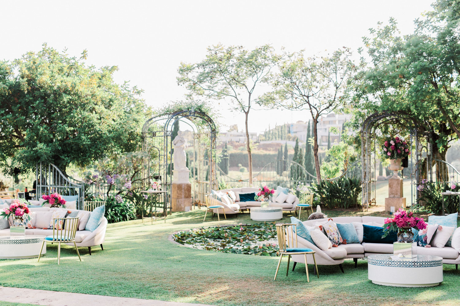 Chill out furniture reception drinks wedding Anantara Villa Padierna