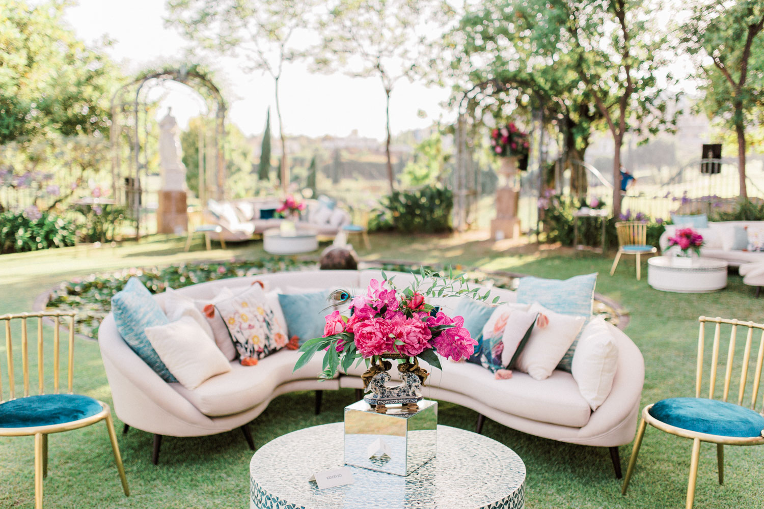 Chill out furniture reception drinks wedding Anantara Villa Padierna